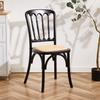 Silla de Comedor de Madera Maciza Estilo Campestre, Silla de Comedor Individual con Respaldo de Ratán, Silla Pastoral para Cafetería, Toda de Madera Maciza, Cómodo Estilo Nórdico