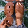 Sandalias Planas Casuales con Correa Tejida de Talla Europea Nueva Transfronteriza para Mujer, Comercio Exterior, Banda Elástica, Estilo Romano, Zapatos de Playa, Sandalias