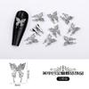 Joyería para uñas con forma de mariposa de plata y metal, diseño tridimensional de mariposa, joyería para uñas de aleación, venta al por mayor