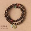 Pulsera original de cuentas de palo de rosa de Borneo, doble círculo, temperamento literario retro, cadena de hilo de jade con pequeño loto
