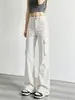 Calça Cargo Flare Feminina 2026 Nova Primavera/Outono Estilo Americano Solta Cintura Alta Emagrecedora Casual Tendência Perna Larga Calça Flare