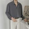 Camisa blanca ligera de estilo maduro para hombre, abrigo de verano estilo coreano de manga larga, camisa drapeada de seda helada, camisa holgada para hombre, moda masculina