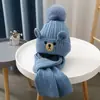 Set de Sombrero de Oso para Niños Invierno Grueso Tejido Forrado de Felpa para Niños y Niñas Estilo Coreano Versátil Lindo Sombrero de Lana