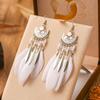 Tus aretes de pluma de semicírculo pequeño de 1 color Tixi 11 aretes para mujer plata antigua aceite aretes vintage al por mayor