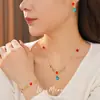 Colar Vintage de Resina com Gotejamento de Óleo, Formato Redondo e Gota, Corrente de Clavícula de Luxo Leve de Nicho, Conjunto de Joias Exquisite