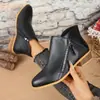 2026 moda transfronteriza versátil botines nuevos para otoño e invierno con punta y cremallera doble, estilo europeo y americano, talla grande, para mujer