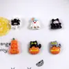 Acessórios de resina de fantasma e abóbora de Halloween em desenho animado, joias DIY, acessórios de cabelo, chaveiros, pequenos pingentes, enfeites para tamancos DIY
