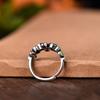 Anillo de flor fresca retro azul quemado para mujer, estilo étnico, estilo artístico, hojas, nicho para dedo índice Mori, anillo abierto