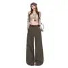 Niño Naranja #Retro Americano Multi-Bolsillos Pierna Ancha Jeans Mujer Sueltos Adelgazantes Casual Versátil Largo Hasta el Suelo Pantalones Cargo Modernos