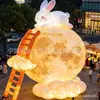Modelo inflável de bolo da lua do Festival do Meio do Outono em forma de coelho lunar, arco de celebração de feriado, adereço de decoração de celebração em grande escala para exteriores