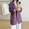 Estilo de Oficina Chaqueta de Traje de Lana Doble Faz para Mujer Otoño Invierno Nuevo Estilo Temperamento Abrigo de Lana Beige Gris Morado