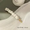 Presilha de Cabelo Pequena Exquisita para Mulheres com Pérolas e Strass, Nova Mini Presilha Lateral para Franja, Presilha de Tubarão para Meio Preso, Grampo de Cabelo, Acessório de Cabelo