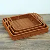 Cesta de mimbre sintético para snacks plato para papas fritas pan plano cacahuetes semillas de melón plato para snacks cesta para bollos de postre frutero cesta para verduras
