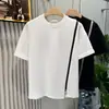Novos Tops de Verão 2025 com Gola Redonda Tendência Masculina Zíper Personalizado Manga Curta Preto e Branco Costura Camisetas de Manga Curta para Homens