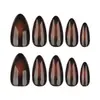 Uñas Postizas de Venta Caliente Otoño e Invierno con Degradado Negro y Marrón, Uñas Postizas Populares de Comercio Exterior, Uñas Postizas con Forma de Almendra