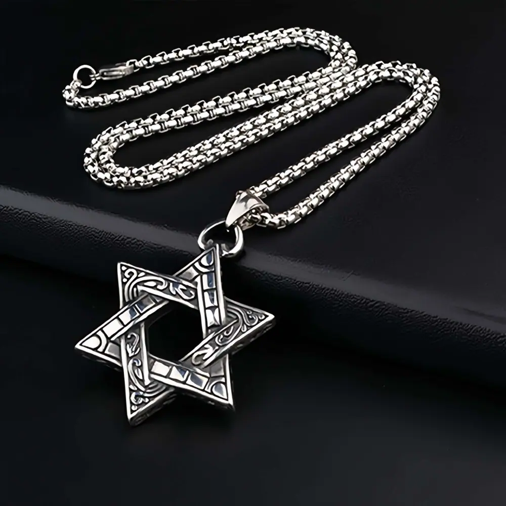 六芒星【爱是守护】钛钢珍珠链 (2)