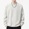 2025 Nova Seleção de Tecnologia Camiseta Interna de Cor Pura Quente Manga Longa Preta Popular entre Jovens Algodão Tipo Solto