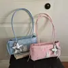 Bolsa de Ombro Única de Coelho Cartoon Rosa Feminina 2026 Nova Bolsa de Mão com Pingente de Estrela Fofa Estilo Menina Bolsa para o Dia a Dia