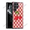 Tk Popular Case de Vidro Xadrez Cereja para Samsung A15 Capa de Celular Cobertura Total S22 Furo Preciso Anti-Queda S24 Venda Direta da Fábrica