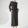 Vestido Miyake de comercio exterior, vestido largo para mujer, de alta gama, muy vendido, de primavera y otoño, de manga larga, suelto, con cordones, elegante.