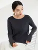 Nueva Camiseta Básica de Lana de Cuello Redondo para Primavera y Verano para Mujer de Color Sólido Simple de Manga Larga talla extra Suéter Casual Suéter de Moda