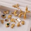 Calientes nuevos accesorios de joyería diy pequeña libélula oso incrustado circón acero inoxidable chapado oro 18K colgante collar mujeres