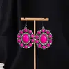 Pendientes Colgantes de Cabeza de Toro Turquesa Incrustados de Diamantes, Pendientes Estilo Vaquero Occidental, Pendientes Estilo Étnico Bohemio Clásico