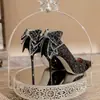Zapatos de Tacón Alto Plateados con Lazo de Pedrería de Cristal Nuevos para Primavera/Otoño 2026 para Mujer, Tacones de Aguja, Elegantes Zapatos Franceses de Boda para Dama de Honor para Mujer