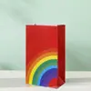 Nova Sacola de Papel Kraft Arco-Íris Sacola de Papel para Embalagem de Lanche de Nozes Presente Sacola de Papel Quadrada de Fundo Plano