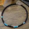 Collar para Hombre Hecho a Mano con Piedras Naturales Nuevas y Cuentas, Estilo Punk de Personalidad de una Sola Capa Europeo y Americano, Collar de Acero Inoxidable para Hombre
