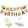 Banner de Festa de Aniversário Infantil Veículo de Construção Novo Escavadeira de Desenho Animado Decoração de Estrela de Cinco Pontas Decoração de Guindaste