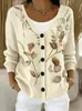 2026 Cardigan tipo suéter de botones de punto falso europeo y americano, chaqueta sudadera, nueva moda casual creativa de otoño e invierno, ropa para mujer
