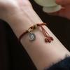 Pulsera de Cuerda Roja para el Año del Dragón y el Año de la Vida Plata de Ley Nueve Palacios Bagua Pulsera de Cuerda Tejida a Mano para Hombres y Mujeres Cuerda Estilo Tíbet