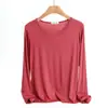 Camiseta Básica Modal Manga Longa Feminina Estilo Coreano Nova Gola Redonda Outono Primavera Plus Size Transfronteiriça Top Fino de Outono