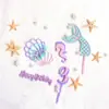 Viento Marino Ins Transfronterizo Viento Marino Decoración Acrílica para Pastel DIY Concha Cola de Pez Caballito de Mar Enchufe Digital para Pastel de Cumpleaños