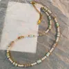 Collar de Piedra Natural y Perla Multicolor, Cadena para Clavícula a la Moda Dopamina Lujo Ligero Nicho Piedra Shoushan Azul con Perlas