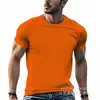 [Camiseta de Algodão Tamanho Europeu] Nova Camiseta Lisa da Moda Europeia e Americana com Gola Redonda para Homens e Mulheres, Top Casual de Manga Curta Verde Militar