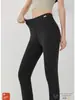 Calças térmicas com enchimento 100% lã para mulheres, calças de algodão espessadas, calças de lã de cintura alta, leggings de outono e inverno para homens