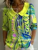 2026 Nueva Camisa Top para Mujer con Cuello de Muñeca Estampado Estilo Europeo y Americano Transfronterizo, Camisa Casual Elegante para Viajes al Trabajo para Mujeres