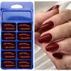 Parche para Uñas Portátil 120 Piezas Caja Azul Pequeña Parche de Arte para Uñas Color Sólido Mediano Largo Parche de Uña Falsa Cruzada Uñas Terminadas Portátiles Uñas Falsas