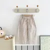 Calça Casual Infantil Listrada Vertical Estilo Coreano e Japonês, Calça Solta para Casa, Unissex para Bebê, Calça Reta Anti-Mosquito para Primavera e Verão