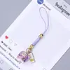 Colgante de llavero de cuentas de rompecabezas, colgante de gato de la suerte de cerámica pintada, llavero con etiqueta de mensaje de bendición, cadena para teléfono, pequeño adorno