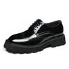 Zapatos de Hombre de Charol que Aumentan la Altura, Zapatos Brogue de Cuero Tallado Estilo Británico, Zapatos Derby de Punta Redonda y Suela Gruesa para Hombre para Uso de Negocios y Profesional
