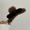 Atmosfera de Outono e Inverno Grampo de Cabelo de Pelúcia com Laço Grampo de Cabelo Feminino Estiloso Nicho High-End Presilha de Cabelo Shark Acessórios de Cabelo