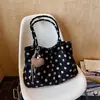 Nuevo y elegante bolso de hombro de lunares de Shuai Mijia, un bolso tote retro de gran capacidad para el trabajo y el día a día, bolso tote plisado casual para mujer