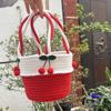 Cesta de Almacenamiento Tejida con Cuerda de Algodón Bolso Cesta de Almacenamiento de Cerezas Lindas Cesta Regalo Souvenir de Boda Bolso Cesta Pequeña