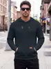 Sudadera con capucha de punto para hombre transfronteriza TK primavera y otoño jacquard texturizado manga larga bolsillo canguro etiqueta de cuero cordón sudadera casual