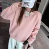 Ropa de Mujer Estilo Coreano Otoño Invierno Grueso Cuello en V Holgado Suéter Jersey Talla Grande Estilo Perezoso Básico Versátil Top de Punto