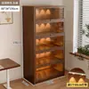Librería a prueba de polvo de madera maciza, montada en la pared, color nogal, armario de almacenamiento, estantería de pie, estantería para el hogar