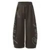 Pantalones Anchos de Strass Estilo Retro Americano para Hombres y Mujeres, Diseño de Estilo Callejero 2026 Letras Baile Corte Holgado Pantalones Casuales